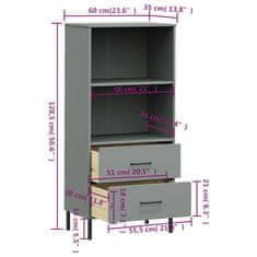 Vidaxl Knjižna omara z 2 predaloma siva 60x35x128,5 cm trden les OSLO