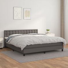 Vidaxl Box spring postelja z vzmetnico siva 180x200 cm umetno usnje