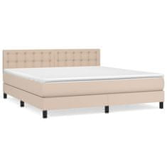 Vidaxl Box spring postelja z vzmetnico kapučino 160x200cm umetno usnje