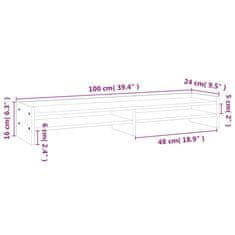 Vidaxl Stojalo za zaslon sivo 100x24x16 cm trdna borovina