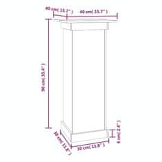 Vidaxl Stojalo za rože 40x40x90 cm trdna borovina