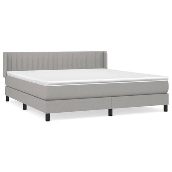 Vidaxl Box spring postelja z vzmetnico svetlo siva 160x200 cm žamet