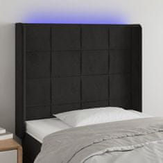 Vidaxl LED posteljno vzglavje črno 83x16x118/128 cm žamet