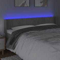 Vidaxl LED posteljno vzglavje svetlo sivo 203x16x78/88 cm žamet