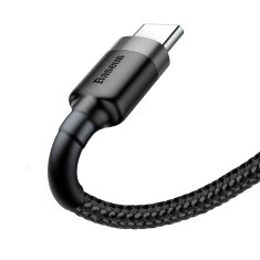 PRO Vzdržljiv pleten kabel USB z USB-C QC3 0,5 m - črno-siv