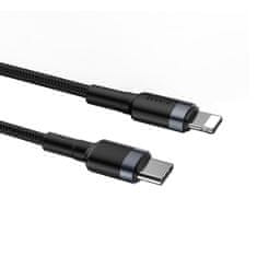 BASEUS Trajni najlonski kabel USB-C PD Iphone Lightning kabel 18W QC3.0 1m črno-siv