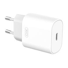 XO L91 omrežni polnilnik, USB-C, 25 W + kabel USB-C za Lightning (bela)