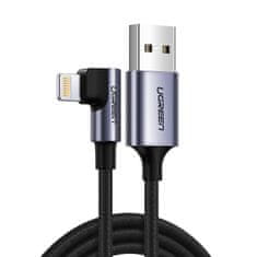 Ugreen Kotni kabel iPhone USB - Lightning MFI 2,4A 1 m črn