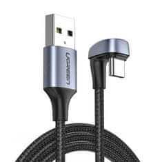 Ugreen USB - USB-C kotni kabel za igralce QC AFC FCP 1 m - siv