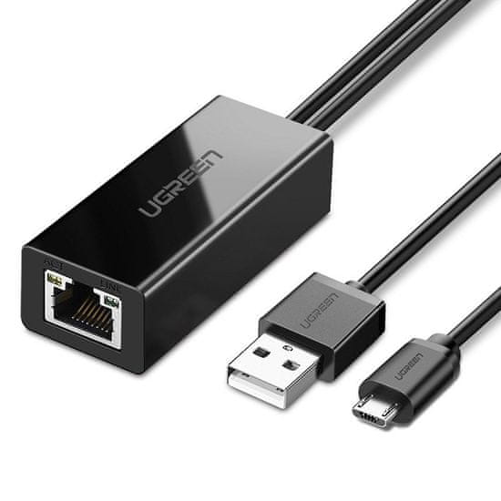 Ugreen Zunanja omrežna kartica LAN micro USB 100Mbps za Chromecast 1m črna