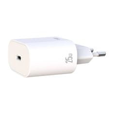 XO L91 omrežni polnilnik, USB-C, 25 W + kabel USB-C za Lightning (bela)