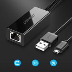 Ugreen Zunanja omrežna kartica LAN micro USB 100Mbps za Chromecast 1m črna