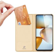 slomart dux ducis skin pro ovitek za xiaomi redmi note 11e /redmi 10 5g / redmi 10 prime+ 5g / poco m4 5g ovitek flip card wallet stand gold