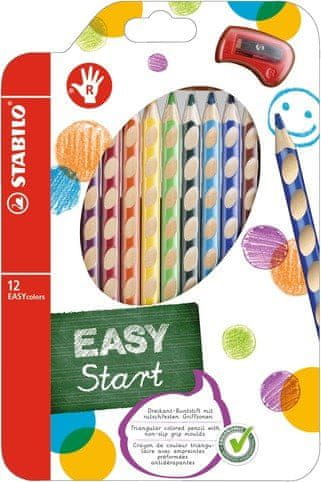 Stabilo EASYstart komplet 12 barvic za desničarje z otiščalom