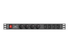 Lanberg Lanberg Omara za energijo PDU (1U, 10A, 8x 230V, 2m) pdu-04e04i-0200-iec-bk