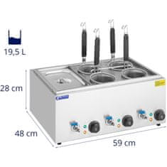 Noah Kuhalnik za testenine s pipami 4 košare + GN 1/3 3 x 6,5 l 3000 W