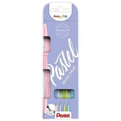 Pentel Pisalo Arts Touch Brush Sign Pen - pastelno 4 kosi, komplet