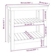 Vidaxl Delovna miza 78,5x50x80 cm trdna borovina