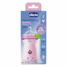 Chicco Otroška steklenička Natural Feeling roza 330 ml, od 6m +