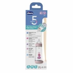 Chicco Perfect 5, otroška antikolična steklenica, 300 ml, roza, 4 m +