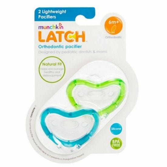 Munchkin LATCH Set silikonskih dud, od 6m +, 2 kos, zelena/modra