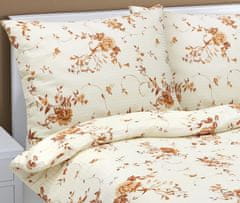 Krep posteljno perilo - 140x200, 70x90 cm - Roza cvet bež