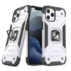 shumee Armoured etui za iPhone 14 Pro Max, magnetno držalo Ring Armor, srebrn