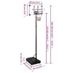 Vidaxl Košarkaško stojalo prozorno 280-350 cm polikarbonat