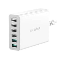 Blitzwolf BW-S15 polnilnik 6x USB QC 60W, bela