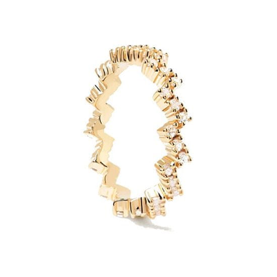 PDPAOLA Bleščeč pozlačen prstan s cirkoni ZIPPER Gold AN01-685