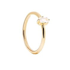 PDPAOLA Eleganten pozlačen prstan s prozornim cirkonom MIA Gold AN01-806 (Obseg 54 mm)