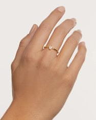 PDPAOLA Eleganten pozlačen prstan s prozornim cirkonom MIA Gold AN01-806 (Obseg 54 mm)