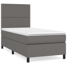 Vidaxl Box spring postelja z vzmetnico siv 100x200 cm umetno usnje