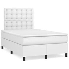 Vidaxl Box spring postelja z vzmetnico bel 120x200 cm umetno usnje