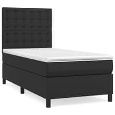 Vidaxl Box spring postelja z vzmetnico črn 90x190 cm umetno usnje