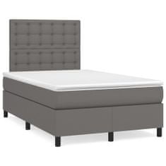 Vidaxl Box spring postelja z vzmetnico siv 120x200 cm umetno usnje