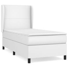 Vidaxl Box spring postelja z vzmetnico bel 100x200 cm umetno usnje