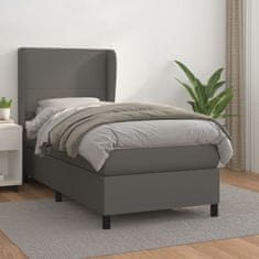 Vidaxl Box spring postelja z vzmetnico siva 80x200 cm umetno usnje