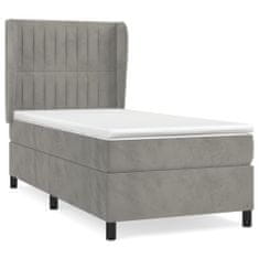 Vidaxl Box spring postelja z vzmetnico svetlo siva 100x200 cm žamet