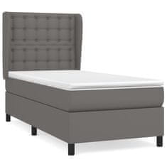 Vidaxl Box spring postelja z vzmetnico siva 90x190 cm umetno usnje