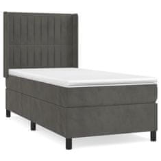Vidaxl Box spring postelja z vzmetnico temno siv 90x190 cm žamet