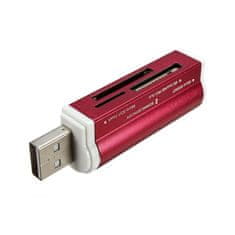 Northix Vse-v-enem bralnik pomnilniških kartic USB - Rdeča 