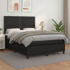 Vidaxl Box spring postelja z vzmetnico črn 140x190 cm umetno usnje