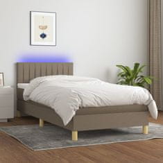 Vidaxl Box spring postelja z vzmetnico LED taupe 100x200 cm blago