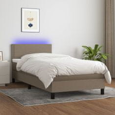 Vidaxl Box spring postelja z vzmetnico LED taupe 80x200 cm blago