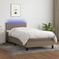 Vidaxl Box spring postelja z vzmetnico LED taupe 80x200 cm blago