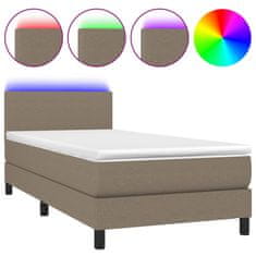 Vidaxl Box spring postelja z vzmetnico LED taupe 100x200 cm blago