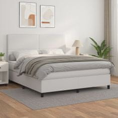Vidaxl Box spring postelja z vzmetnico bel 160x200 cm umetno usnje