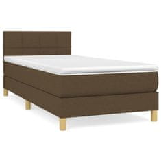 Vidaxl Box spring postelja z vzmetnico temno rjav 90x190 cm blago