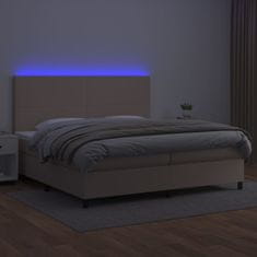 Vidaxl Box spring postelja vzmetnico LED kapučino 200x200 cm um. usnje